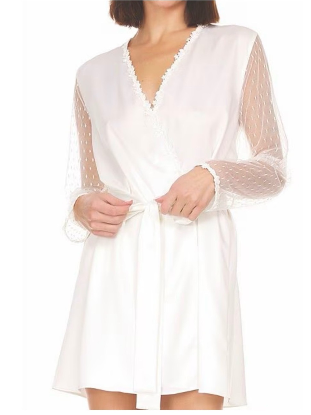 Anthropologie Flora Nikrooz  Showstopper Wrap Robe ivory size L
